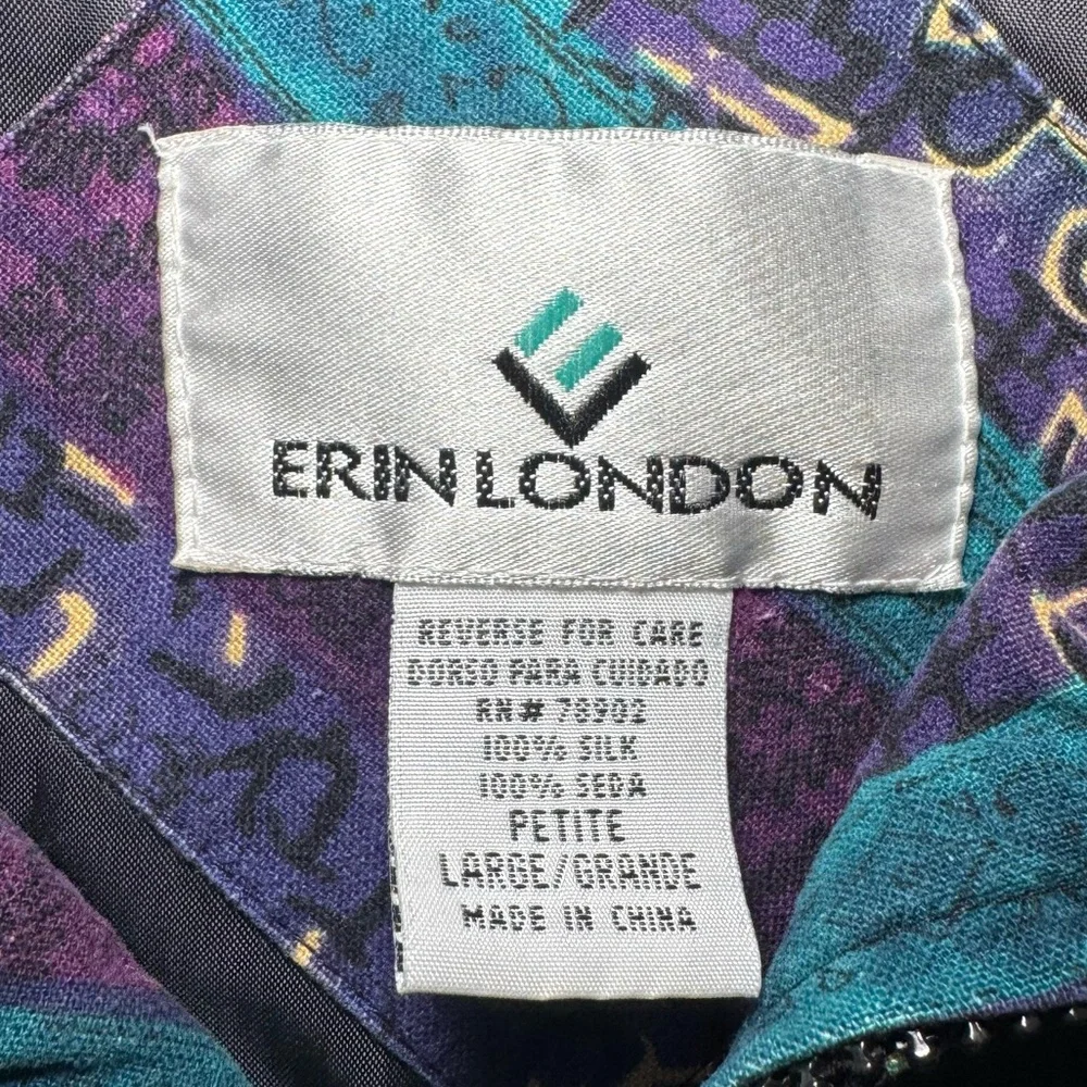 Vintage 80s 90s Grunge Silk Bomber Jacket with a Boho Abstract Print - Picture 3 of 10